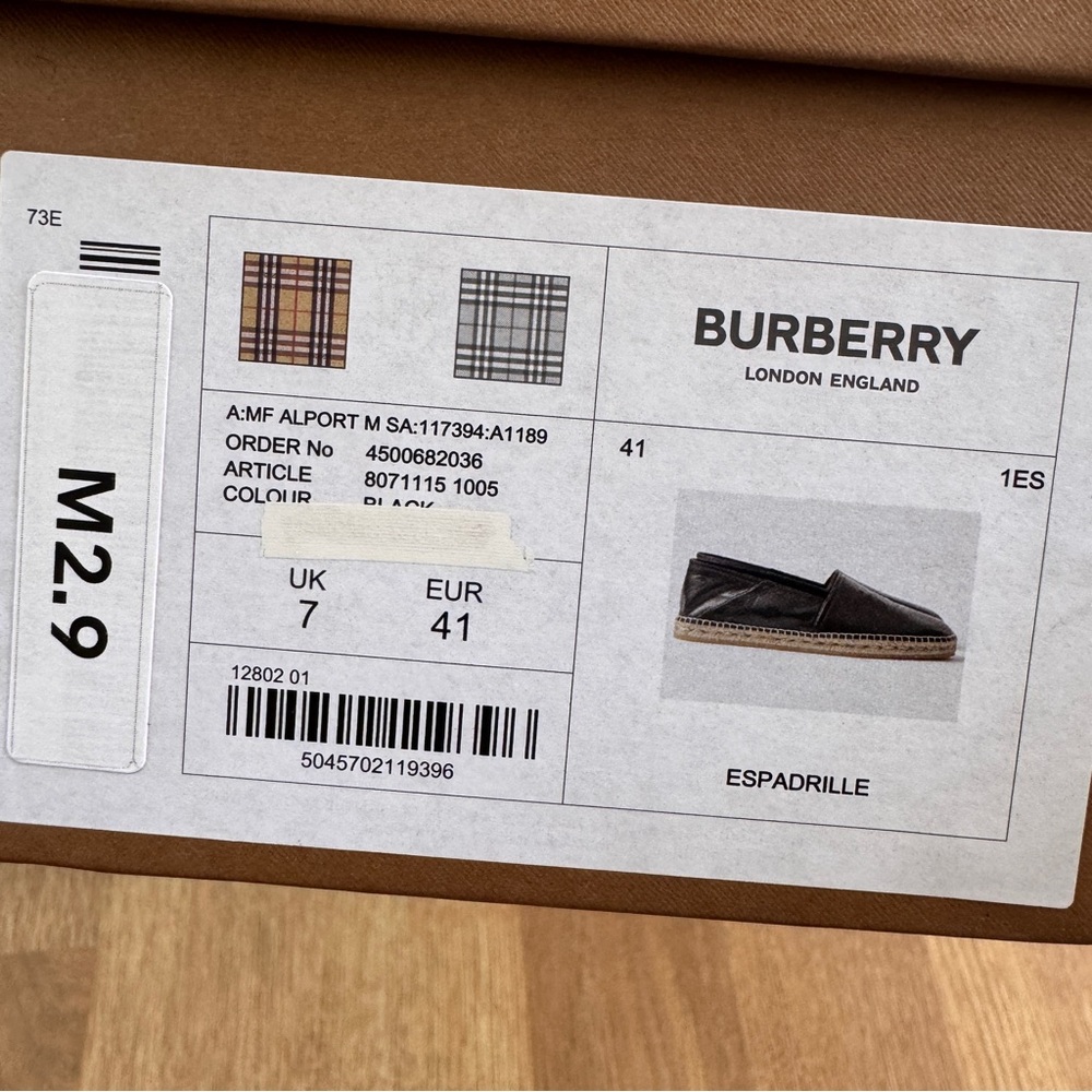 BURBERRY Men’s Leather EKD Motif Espadrille Black Size 41 - Picture 13 of 14
